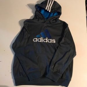 Kids Med Adidas Pull On Hoddie Grey Embroidered
